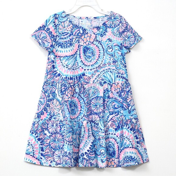 Lilly Pulitzer Girls Mini Geanna Swing Dress Short Sleeve Print S 4-5 YRS 281127